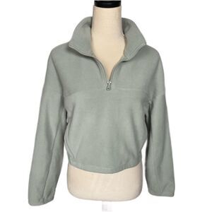 Gilly Hicks Light Mint Green Quarter-Zip Cropped Fleece Pullover (Size: Medium)